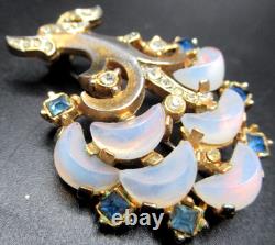 TRIFARI Unsigned Clair De Lune Blue Rhinestone Tree of Life Pin Brooch