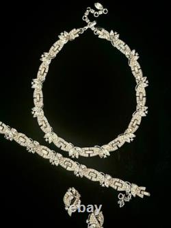 TRIFARI Versailles Set 1959 Rhodium Rhinestones Pave' Alfred Philippe Crown