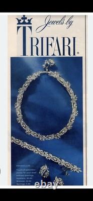 TRIFARI Versailles Set 1959 Rhodium Rhinestones Pave' Alfred Philippe Crown