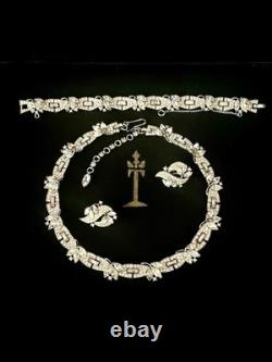 TRIFARI Versailles Set 1959 Rhodium Rhinestones Pave' Alfred Philippe Crown