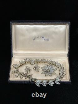 TRIFARI Water Lily Petalette Set 1949 Frosted Flowers Poured-Glass A. Philippe