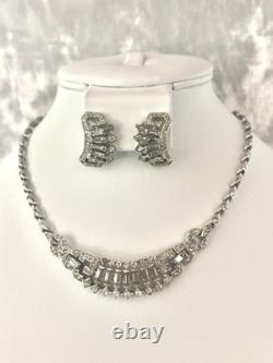 TRIFARI Winter Jewels Set Alfred Philippe Rhodium Diamanté PAT PEND 1948 TRIFARI Winter Jewels Set Alfred Philippe Rhodium Diamanté PAT PEND 1948