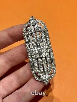 TRIFARI by Alfred Philippe 1940's Art Deco Style Crystal Clips Brooch