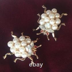 TWIN Vtg. Crown Trifari Alfred Philippe 1952 Park Ave Series Beetle Bug Brooches