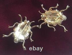 TWIN Vtg. Crown Trifari Alfred Philippe 1952 Park Ave Series Beetle Bug Brooches