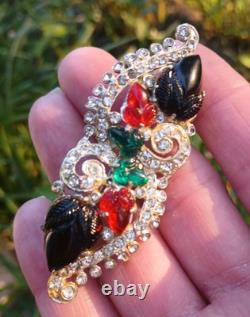 Trifari 1930s Fruit Salad Alfred Philippe Blue Green Red Fruit Rhinestones READ Trifari 1930s Fruit Salad Alfred Philippe Blue Green Red Fruit Rhinestones READ