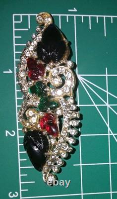 Trifari 1930s Fruit Salad Alfred Philippe Blue Green Red Fruit Rhinestones READ Trifari 1930s Fruit Salad Alfred Philippe Blue Green Red Fruit Rhinestones READ