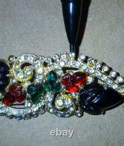 Trifari 1930s Fruit Salad Alfred Philippe Blue Green Red Fruit Rhinestones READ Trifari 1930s Fruit Salad Alfred Philippe Blue Green Red Fruit Rhinestones READ