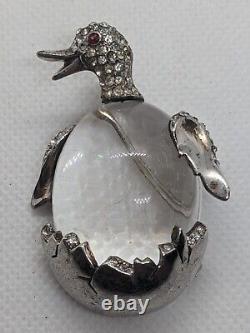 Trifari 1940's Alfred Philippe Sterling Jelly Belly Hatchling Duckling Brooch