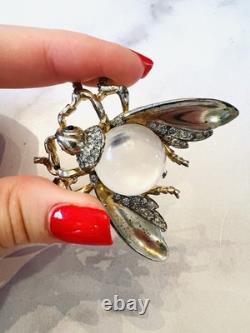 Trifari 1940's Alfred Philippe Sterling Silver Jelly Belly Fly Brooch