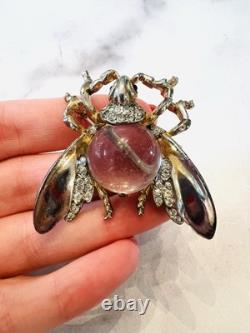 Trifari 1940's Alfred Philippe Sterling Silver Jelly Belly Fly Brooch