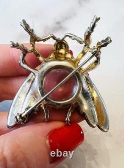 Trifari 1940's Alfred Philippe Sterling Silver Jelly Belly Fly Brooch