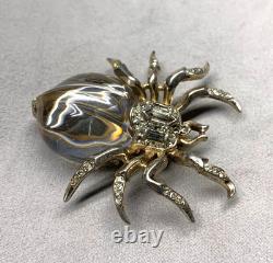 Trifari 1940's Alfred Philippe Sterling Silver Jelly Belly Spider Pin Brooch