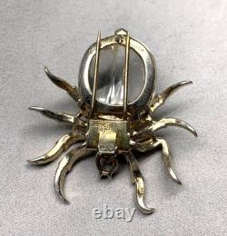 Trifari 1940's Alfred Philippe Sterling Silver Jelly Belly Spider Pin Brooch