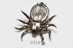 Trifari 1940s Alfred Philippe Sterling Silver Jelly Belly Spider Pin Brooch