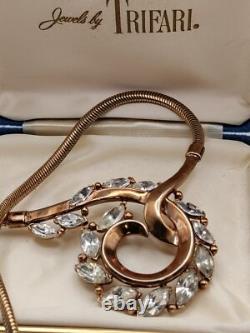 Trifari 1950's Alfred Philippe Swirl Rhinestone Necklace
