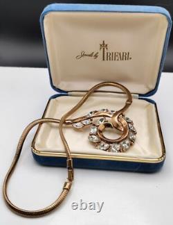 Trifari 1950's Alfred Philippe Swirl Rhinestone Necklace