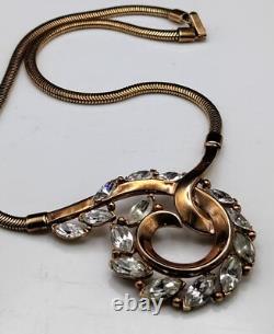Trifari 1950's Alfred Philippe Swirl Rhinestone Necklace