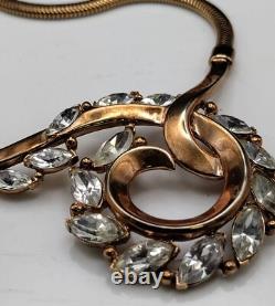 Trifari 1950's Alfred Philippe Swirl Rhinestone Necklace