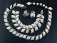 Trifari 1951 Alfred Philippe Dogwood Molded White Glass Vintage Parure Set
