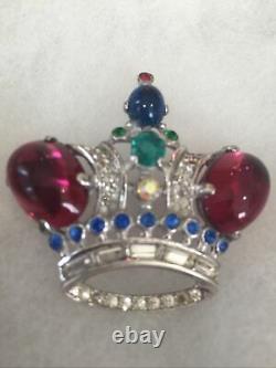 Trifari Alfred Philippe 1940-1946 Large Sterling Crown Brooch