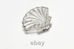 Trifari Alfred Philippe 1940's Rhodium Plated Crystal Lucite Shell Pin Brooch