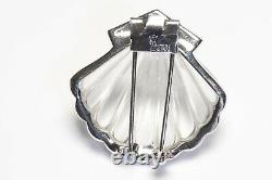Trifari Alfred Philippe 1940's Rhodium Plated Crystal Lucite Shell Pin Brooch