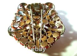 Trifari Alfred Philippe 1940's Rhodium Plated Pink Glass Beads Clip Pin Brooch