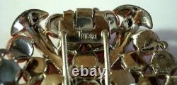 Trifari Alfred Philippe 1940's Rhodium Plated Pink Glass Beads Clip Pin Brooch