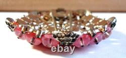 Trifari Alfred Philippe 1940's Rhodium Plated Pink Glass Beads Clip Pin Brooch