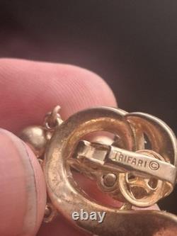 Trifari Alfred Philippe 1940s to 50s Gold Tone Necklaces And Maching Earings