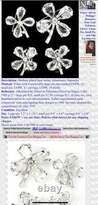 Trifari Alfred Philippe 1948 Vintage Fabulous Clover Brooch And Clip Earrings