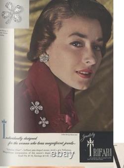 Trifari Alfred Philippe 1948 Vintage Fabulous Clover Brooch And Clip Earrings
