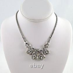 Trifari Alfred Philippe 1953 Halo Necklace 17.5 Silver Tone Clear Rhinestones