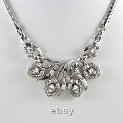 Trifari Alfred Philippe 1953 Halo Necklace 17.5 Silver Tone Clear Rhinestones