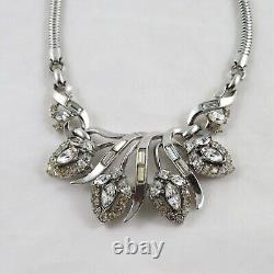 Trifari Alfred Philippe 1953 Halo Necklace 17.5 Silver Tone Clear Rhinestones