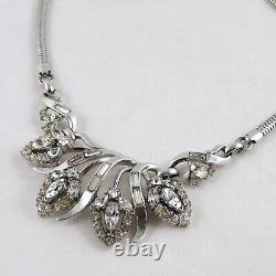 Trifari Alfred Philippe 1953 Halo Necklace 17.5 Silver Tone Clear Rhinestones