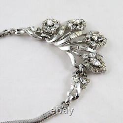 Trifari Alfred Philippe 1953 Halo Necklace 17.5 Silver Tone Clear Rhinestones