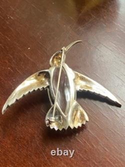 Trifari Alfred Philippe 925 Sterling Silver Jelly Belly Bird Brooch