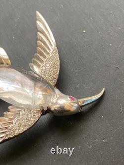Trifari Alfred Philippe 925 Sterling Silver Jelly Belly Bird Brooch