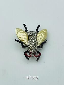 Trifari Alfred Philippe Antique Ming Chinese Fly Insect Bug Pearl Small Pin