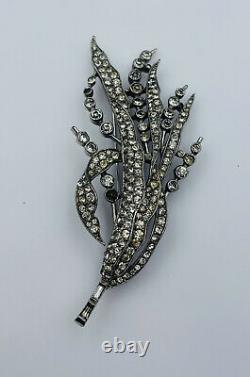 Trifari Alfred Philippe Antique Rhinestone Floral Spring Flower Brooch Pin