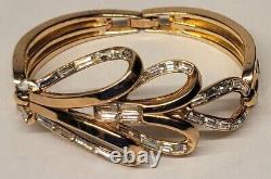 Trifari Alfred Philippe Baguette Rhinestone Gold Tone Cuff Hinged Bracelet