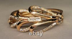 Trifari Alfred Philippe Baguette Rhinestone Gold Tone Cuff Hinged Bracelet