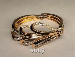 Trifari Alfred Philippe Baguette Rhinestone Gold Tone Cuff Hinged Bracelet