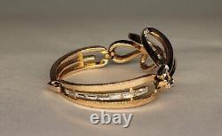 Trifari Alfred Philippe Baguette Rhinestone Gold Tone Cuff Hinged Bracelet