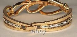 Trifari Alfred Philippe Baguette Rhinestone Gold Tone Cuff Hinged Bracelet