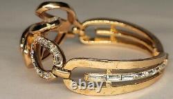 Trifari Alfred Philippe Baguette Rhinestone Gold Tone Cuff Hinged Bracelet