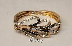 Trifari Alfred Philippe Baguette Rhinestone Gold Tone Cuff Hinged Bracelet