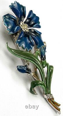 Trifari'Alfred Philippe' Blue Enamel Five Pointed Carnation Pin Clip